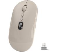 WQS-Souris Sans Fil Rechargeable Silence Click Wireless Mouse 2.4G Ultra Mince Souris Ergonomic 1600 DPI avec Récepteur USB & Écran D'affichage De la Batterie pour Ordinateur/Portable/MacBook - MilkT