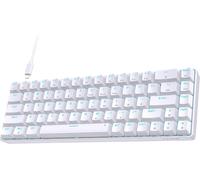 WQS-TMKB Clavier Gamer Mécanique, T68SE 60% Mini Compact USB Câblé Clavier Gaming, US QWERTY Layout Blue Switches Anti-Ghosting Keyboard for Computer PC Windows/Laptop/Mac OS, Blanc