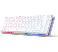 WQS-X79 Clavier sans Fil Mécanique 65% AZERTY FR Hot Swappable Panneau en Alliage d'aluminium CNC (Interrupteur Rouge Evo) Blanc (White)