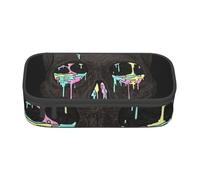 Wquvmds Sugar Horror Trousse à crayons grande capacité avec imprimé tête de mort et fleurs pour garçons filles fournitures scolaires et de bureau