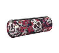WQUVMDS Sugar Horror Trousse à crayons triangulaire en cuir avec fermeture éclair Motif tête de mort Noir, Argenté., Taille unique, Organiseur de sac