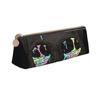 WQUVMDS Sugar Horror Trousse à crayons triangulaire en cuir avec fermeture éclair Motif tête de mort et fleurs