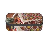 Wquvmds Trousse à crayons de grande capacité avec impression maison de village de Noël pour garçons et filles