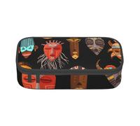 Wquvmds Trousse à crayons de grande capacité avec imprimé masques ethniques tribaux africains pour garçons et filles