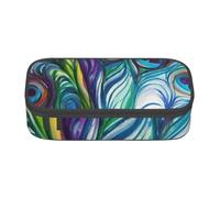 Wquvmds Trousse à crayons de grande capacité avec imprimé plumes de paon pour garçons et filles, fournitures scolaires et de bureau