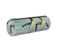 WQUVMDS Trousse à crayons en cuir avec fermeture éclair triangulaire et imprimé pingouin, doré, Taille unique, Organiseur de sac