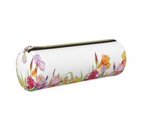 WQUVMDS Trousse à crayons triangulaire en cuir avec fermeture éclair Motif fleurs d'iris et papillons, doré, Taille unique, Organiseur de sac