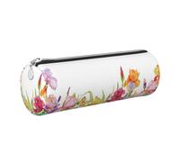WQUVMDS Trousse à crayons triangulaire en cuir avec fermeture éclair Motif fleurs d'iris et papillons, Argenté., Taille unique, Organiseur de sac