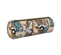 WQUVMDS Trousse à crayons triangulaire en cuir avec imprimé dragon et tigre, avec fermeture éclair, doré, Taille unique, Organiseur de sac