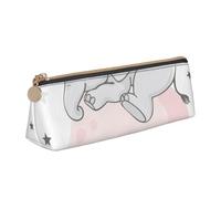 WQUVMDS Trousse à crayons triangulaire en cuir avec motif bébé éléphant endormi et lune rose