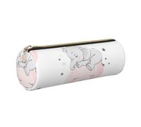 WQUVMDS Trousse à crayons triangulaire en cuir avec motif bébé éléphant endormi et lune rose, doré, Taille unique, Organiseur de sac