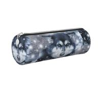 WQUVMDS Trousse à crayons triangulaire en cuir avec motif husky de Sibérie dans la neige, Argenté., Taille unique, Organiseur de sac