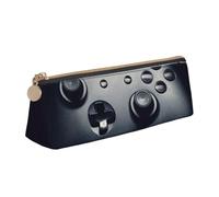 WQUVMDS Trousse à crayons triangulaire en cuir avec motif manette de jeu et fermeture éclair