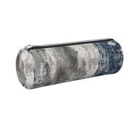 WQUVMDS Trousse à crayons triangulaire en cuir imprimé bleu abstrait avec fermeture éclair, Argenté., Taille unique, Organiseur de sac
