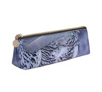 WQUVMDS Trousse à crayons triangulaire en cuir imprimé hibou arctique avec fermeture éclair