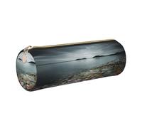 WQUVMDS Trousse à crayons triangulaire en cuir imprimé pierre de plage avec fermeture éclair, doré, Taille unique, Organiseur de sac