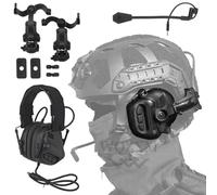 WQZXM Casque D'écoute Tactique Type Tête avec Adaptateur Rail Arc Compatible Ops-Core Fast ACH Mich pour Airsoft Chasse Tir(BK)