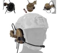 WQZXM Casques Tactiques avec Adaptateur De Rail De Casque Rapide Casque De Protection Auditive De Chasse Militaire Accessoires De Communication De L'armée(Tan)