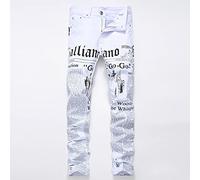 WQZYY&ASDCD Jeans Hose Lettre Imprimée Hip Hop Rap Slim pour Hommes De La Mode 3D, Impression De Pantalons Skinny pour Hommes Sexy