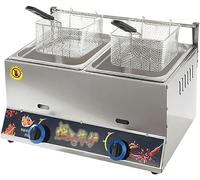 WQZzjm Friteuse à gaz de comptoir en Acier Inoxydable, friteuse à gaz GPL, friteuse à gaz de comptoir Commerciale, pour friteuses à gaz de Cuisine de Restaurant (8 L + 8 L + 2 paniers à Frites)