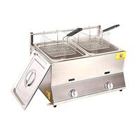WQZzjm Friteuse à gaz, friteuse de comptoir pour Restaurant Commercial avec Panier pour Restauration Rapide, Snack-Bars (Double) (Double)