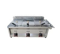 WQZzjm Friteuse à gaz GPL Commerciale 20 L/30 L, friteuse à Poulet et Frites pour Restaurant et Cuisine (10 L + 10 L + 10 L + 3 paniers à Frites)