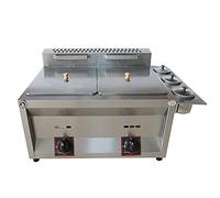 WQZzjm Friteuse à gaz GPL Commerciale 20 L/30 L, friteuse à Poulet et Frites pour Restaurant et Cuisine (10 L + 10 L + sans Panier à Frites)