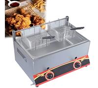 WQZzjm Friteuse à gaz Multifonction 11 L/22 L, Grande friteuse à gaz Commerciale avec paniers et couvercles en Acier Inoxydable, Puissance de feu réglable