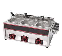 WQZzjm Friteuse à gaz Professionnelle, cuve de 12 L/18 L, en Acier Inoxydable, avec Panier et Pelle, pour Restaurant Commercial, Cuisine Domestique (Trois cylindres de 18 L)