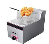 WQZzjm Friteuse à gaz Professionnelle, friteuse Semi-Professionnelle, cuve d'huile Simple de 10L, Puissance de feu réglable, friteuse GPL en Acier Inoxydable, Nettoyage Facile (gaz Naturel)
