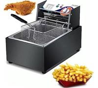 WQZzjm Friteuse avec Panier, température réglable de 50 à 200 °C, poignée de sécurité et bac à Frites antiadhésif, pour Usage Domestique et Commercial, Nettoyage Facile (Style 1)