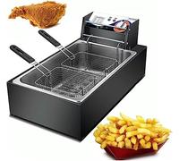 WQZzjm Friteuse avec Panier, température réglable de 50 à 200 °C, poignée de sécurité et bac à Frites antiadhésif, pour Usage Domestique et Commercial, Facile à Nettoyer (Style 1) (Style 2)