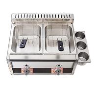 WQZzjm Friteuse Commerciale en Acier Inoxydable, cuisinière d'extérieur, friteuse à gaz GPL, Double réservoir pour Frites, Restaurant, Cuisine à Domicile (20 L + 2 paniers de séchage)