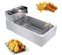 WQZzjm Friteuse électrique en Acier Inoxydable 22 L, température réglable de 50 à 300 °C, 3 200 W, Coupe-Circuit de sécurité, Panier Amovible Facile à Nettoyer pour Plan de Travail (A)