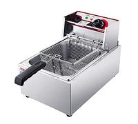 WQZzjm Friteuse électrique en Acier Inoxydable, friteuse Commerciale, avec Panier et Couvercle, pour la Cuisson des Aliments sur comptoir de Restaurant Commercial (8 L/12 L) (8 L)