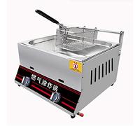 WQZzjm Friteuse Professionnelle avec Panier et Couvercle, friteuse à gaz de comptoir en Acier Inoxydable pour Usage Commercial, pour Restaurant et Usage Domestique (12 L + 1 Panier Frit)
