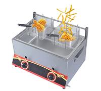 WQZzjm Friteuse Professionnelle, avec paniers et Couvercle Amovibles, Puissance de feu réglable, friteuse à gaz Multifonction en Acier Inoxydable épais, pour Beignets, Poissons