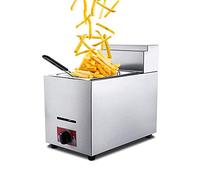 WQZzjm Panier à friteuse, friteuse à gaz Grande capacité, friteuse en Acier Inoxydable 6 L avec Panier et Couvercle Amovibles pour Usage Commercial et Domestique