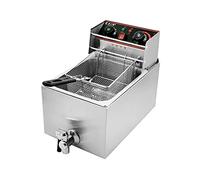 WQZzjm Panier à friteuse, friteuse avec Filtre à Huile, friteuse électrique en Acier Inoxydable 10L 2500W avec Couvercle à contrôle de température et minuterie, friteuses pour Usage Domestique