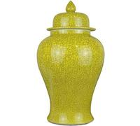 WQZzjm Pot décoratif en Porcelaine Jaune avec Couvercle, Style Temple, Style Pot à Gingembre (26 x 44 cm).