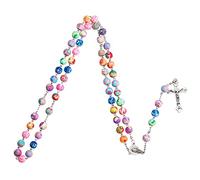 wr Collier Chapelet Religieux, Chaîne De Perles De Prière en Argile Polymère Multicolore Catholique Chrétienne