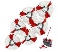 WR Serpillière Compatible Vileda en Microfibre pour système à essoreur Rotatif Turbo et Easy Wring and Clean - Pack de 6 serpillières (Blanc et Rouge)