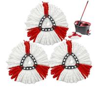 WR Serpillière en Microfibre Compatible avec Les systèmes à essoreur Rotatif Vileda Turbo et Easy Wring and Clean - Pack de 3 serpillières (Blanc et Rouge)