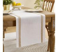 Wracra Chemin de Table en Jute Ferme, Chemin de Table décorative macramé Blanc cassé, Chemin de Table Rustique de 90 cm pour Un Usage Quotidien