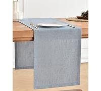 Wracra Chemin de Table en Lin Bleu poussiéreux 275cm de Long Lavable en Machine Chemin de Table de Ferme Rustique pour Les fêtes de Vacances et Un Usage Quotidien