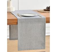 Wracra Chemin de Table en Lin Gris Argenté 230cm de Long Lavable en Machine Chemin de Table de Ferme Rustique pour Les fêtes de Vacances et Un Usage Quotidien