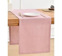 Wracra Chemin de Table en Lin Rose 150cm de Long Lavable en Machine Chemin de Table de Ferme Rustique pour Les fêtes de Vacances et Un Usage Quotidien