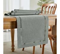 Wracra Chemin de Table en Lin Style Boho, Chemins de Table rustiques de 90 cm de Long, Chemin de Table Unique à Deux Couches géométrique et Creux, pour Les Repas, Les fêtes et l'usage Quotidien