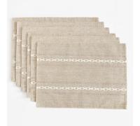 Wracra Lot de 6 napperons en coton et lin - Ourlet à jour rustique - Ourlet à jour - Pour table de cuisine - Résistants à la chaleur - Café - 30,5 x 45,7 cm