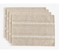 Wracra Set de Table Lavable en Machine, Lot de 4 Set de Table 30 x 45 cm Réutilisable Rectangulaire Lin de Coton Set de Table Résistant à la Chaleur (Jaune Amande)